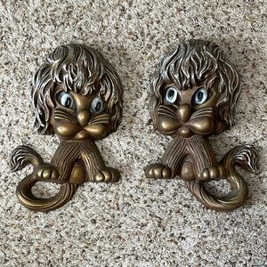 Vintage Homco 70s Lion Plastic Gold Wall Decor